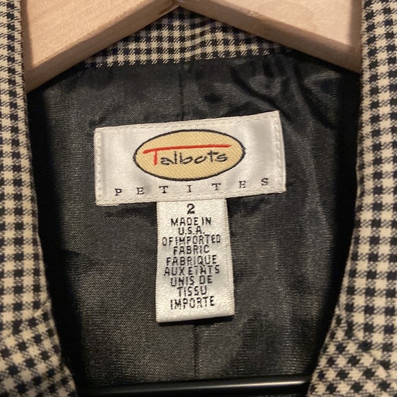 Vintage Talbots 100% Wool Shepard's Check Button Down Peplum Blazer Sz 2 Gingham - Picture 3 of 7